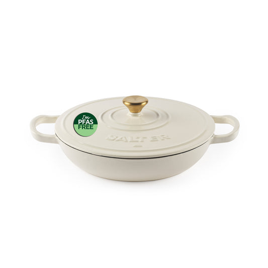 Salter Chester 30cm Shallow Cast Iron Casserole Pot – Cream