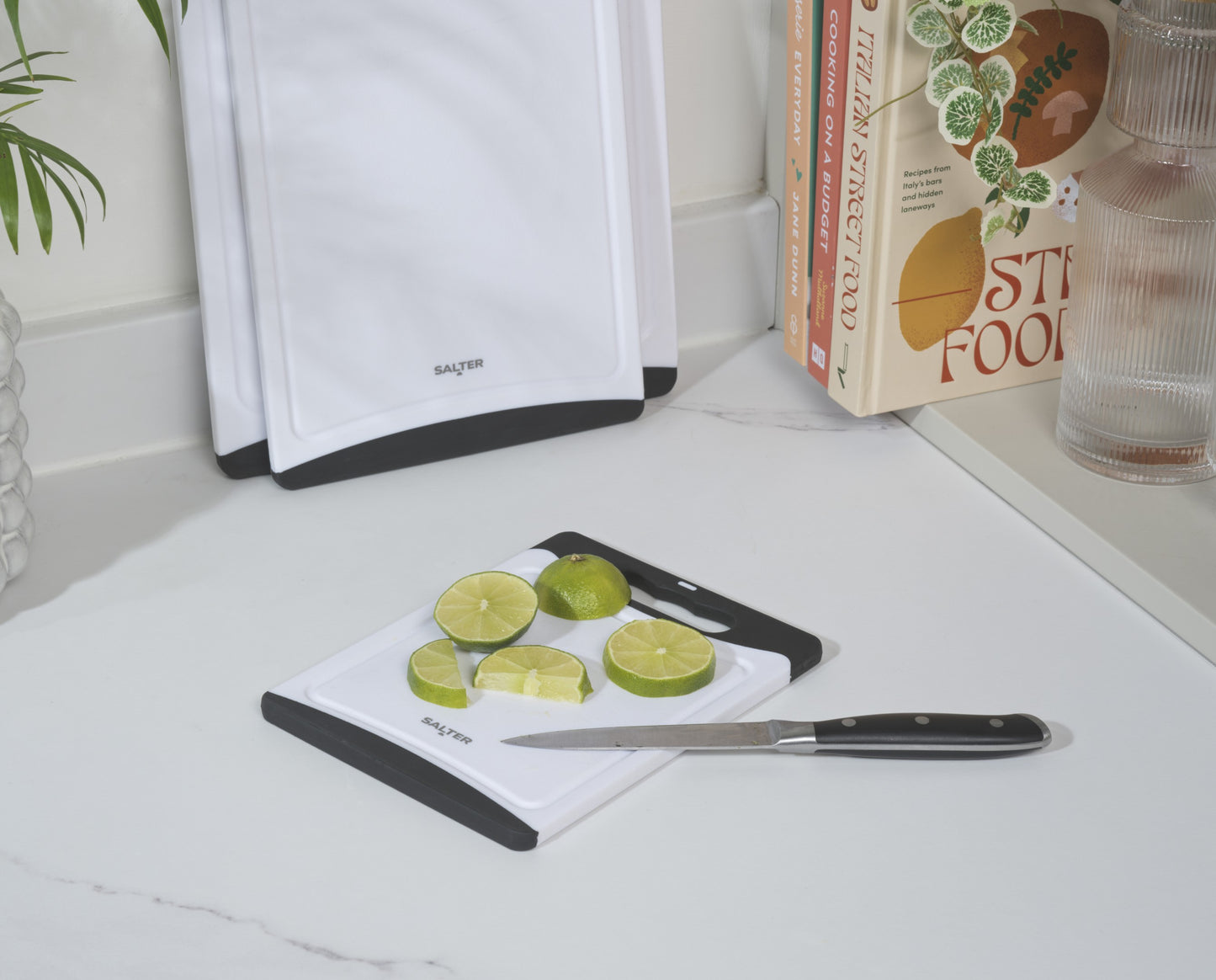 Salter 3pc Plastic Chopping Board Set – Black/White