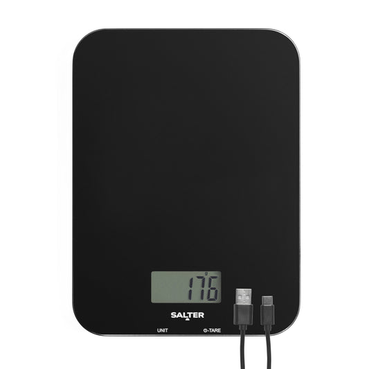 Salter Black Rechargeable Electronic Kitchen Scale